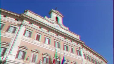 Aksaklık etkisi. Palazzo Montecitorio. Rome, İtalya - 18 Şubat 2015: odası, milletvekilleri, İtalya'da oturan barok saray. Video. UltraHD (4k)