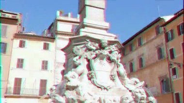 Aksaklık etkisi. Fontana del Pantheon dikilitaş. Roma, İtalya. Video. UltraHD (4k)