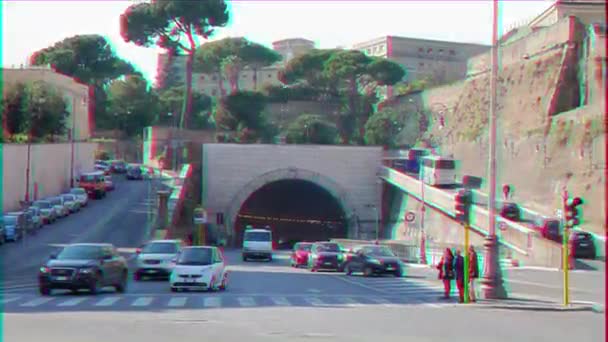 Glitch Effect Arch Galleria Principe Amedeo Savola Tunnel Rome Italy — Stock Video