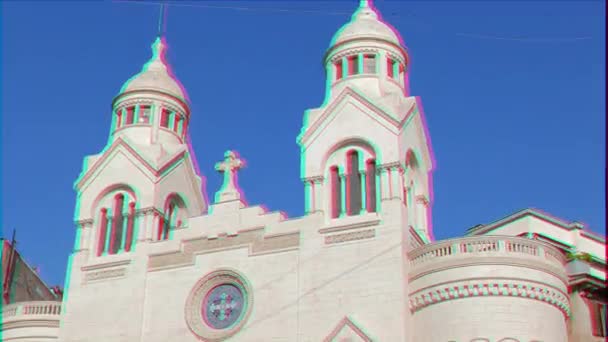 Glitch Effekt Valdese Evangelische Kirche Der Piazza Cavour Rom Italien — Stockvideo