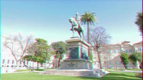 Glitch Effect Monument Charles Albert Romanelli Rome Italy Video Ultrahd — Stock Video