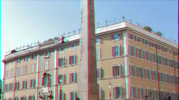 Glitch Effect Obelisk Montecitorio Rome Italy February 2015 Ancient Egyptian — Stock Video