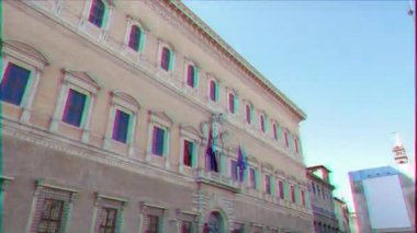 Aksaklık etkisi. Palazzo Farnese. Roma, İtalya - 18 Şubat 2015: yüz yıldan fazla Fransız Büyükelçiliği Sarayı yer alır. Video. UltraHD (4k)