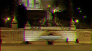Glitch effect. Fontana della Dea di Roma. Piazza del Popolo, Rome, Italy. Video