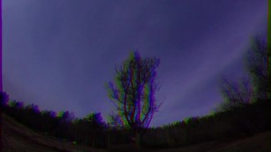 Aksaklık etkisi. Star sis gizler. Zaman atlamalı. Video. UltraHD (4k)