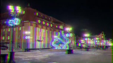 Aksaklık etkisi. Yaya bölgesi. Weiner Sokağı. Yekaterinburg, Rusya-Januarius 17, 2015: şehir merkezinde Walkup. Video. UltraHD (4k)
