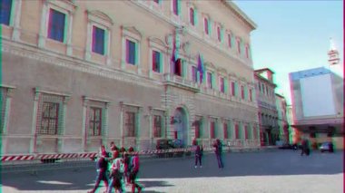 Aksaklık etkisi. Palazzo Farnese. Roma, İtalya - 18 Şubat 2015: yüz yıldan fazla Fransız Büyükelçiliği Sarayı yer alır. Video. UltraHD (4k)