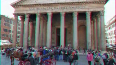 Aksaklık etkisi. Colonnade Pantheon, Rome, İtalya - 18 Şubat 2015: Tüm tanrıların Tapınağı e 126 M.ö. yılında inşa... Video. UltraHD (4k)