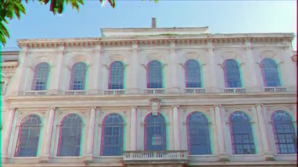 Glitch Effekt Fassade Und Brunnen Palast Barberini Rom Italien Video — Stockvideo
