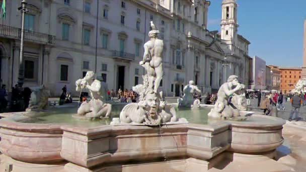 Glitch Hatása Neptune Fountain Piazza Navona Róma Olaszország Február 2015 — Stock videók