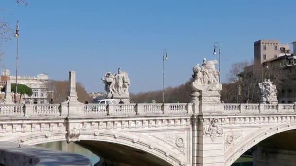 Efekt Zacięcie Ponte Vittorio Emanuele Tiber Rzym Włochy Wideo Ultrahd — Wideo stockowe