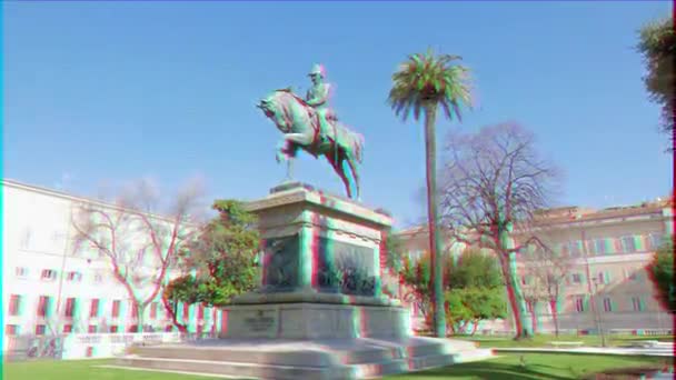 Glitch Effect Monument Van Charles Albert Door Romanelli Rome Italië — Stockvideo