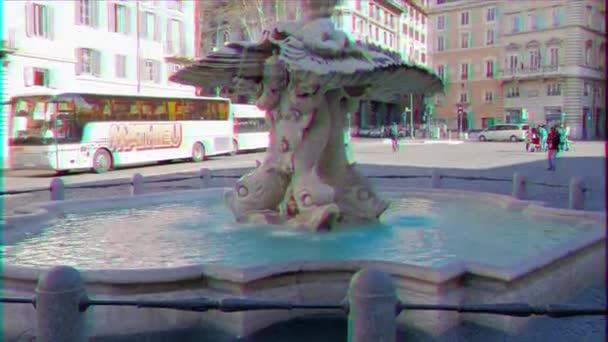 Effetto Glitch Fontana Tritone Piazza Barberini Roma Italia Febbraio 2015 — Video Stock