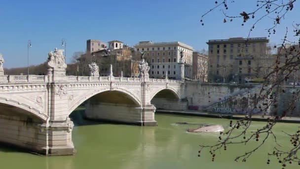 Efekt Zacięcie Most Vittorio Emanuele Rzym Włochy Wideo Ultrahd — Wideo stockowe