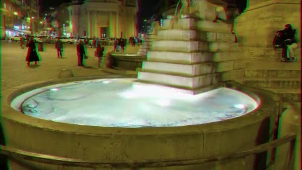 闪烁的效果 波波洛广场 中央喷泉 意大利罗马 2015年2月18日 米埃及方尖碑的喷泉 Ultrahd — 图库视频影像