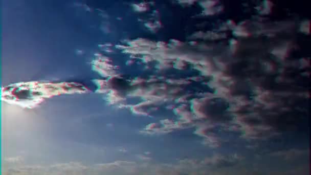 Glitch Effect Wolken Het Licht Van Ondergaande Zon Tijdsverloop Video — Stockvideo