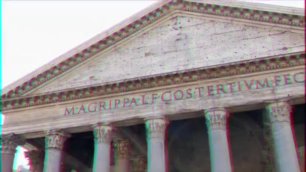 Glitch Effect Pantheon Rome Italië Video Ultrahd — Stockvideo