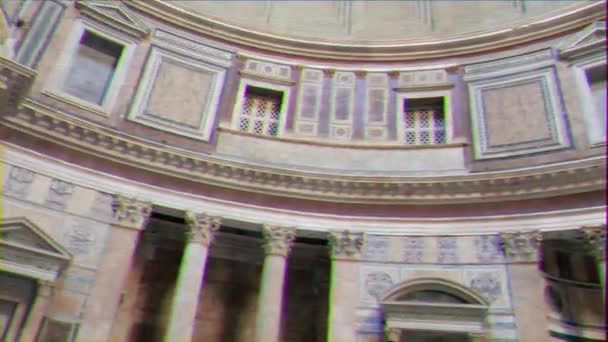 Glitch Effekt Pantheon Das Innere Rom Italien Video — Stockvideo