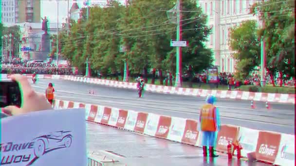 Ekaterinburg Rusya Temmuz 2014 Drive Show Islak Asfalt Üzerinde Arka — Stok video