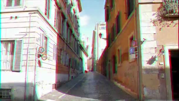 Glitch Effect Street Rome Italy Video — Stock Video