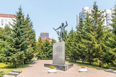 Russia, Novosibirsk - July 19, 2018: Monument to Vladimir Vysots clipart