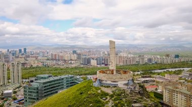 Ulan Batur, Moğolistan. Sovyetler Memorial'a Zaisan Tolgoi asker. Kızıl Ordu s destek Moğol insanlar s devrim, üzerinden dron onuruna karmaşık 
