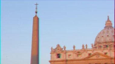 Aksaklık etkisi. St. Peter Bazilikası, sabah, Roma, Italya. Video. UltraHD (4k)