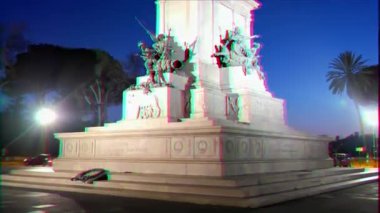 Aksaklık etkisi. Garibaldi Anıtı. Gece. Ganicolo, Roma, Italya. Video. UltraHD (4k)