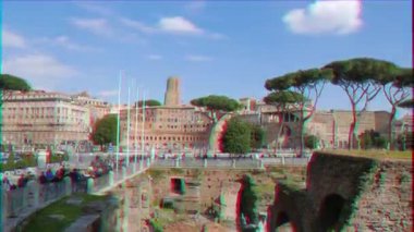 Aksaklık etkisi. Roma Forumu harabeleri. Roma, Italya-20 Şubat, 2015: turist merkezi Roma.. Video. UltraHD (4k)