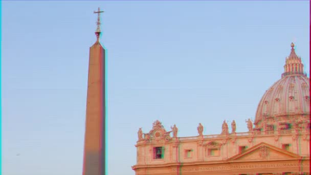 Effetto Glitch Basilica San Pietro Mattina Roma Italia Video Ultrahd — Video Stock