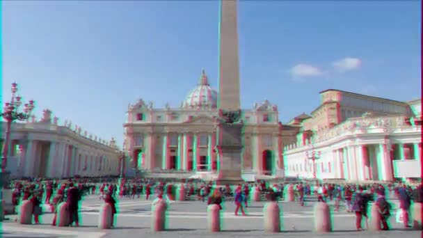 Effetto Glitch Basilica San Pietro Vaticano Febbraio 2015 Piazza Preparata — Video Stock