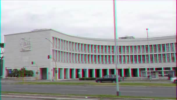 Glitch Effekt Byggnaden Piazza Delle Nazioni Unite Eur Distriktet Rom — Stockvideo