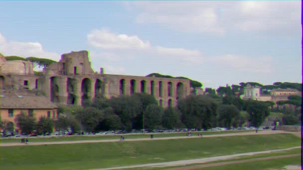 Glitch Hatása Circo Massimo Róma Olaszország Videóinak Ultrahd — Stock videók