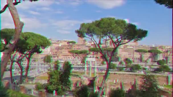 Effetto Glitch Vista Dal Campidoglio Dei Fori Imperiali Roma Italia — Video Stock