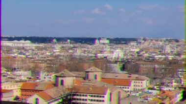 Aksaklık etkisi. Roma Panoraması. Passeggiata del Gianikolo. Roma, Italya. Video. UltraHD (4k)