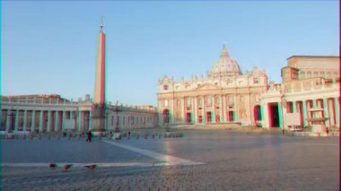 Aksaklık etkisi. St. Peter Meydanı, sabah, Roma, Italya. Video. UltraHD (4k)