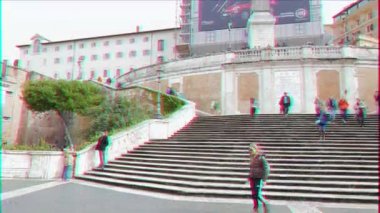 Roma, Italya-22 Şubat, 2015: Roma 'da büyük Barok merdiven. 138 basamaklardan oluşur. Glitch etkisi.  