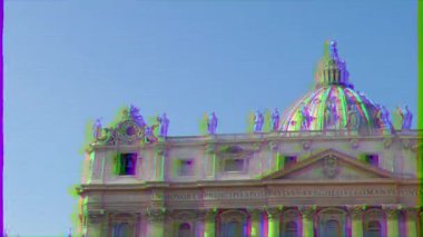 Aksaklık etkisi. Aziz Peter Bazilikası. Vatican City, Roma, Italya. Video. UltraHD (4k)