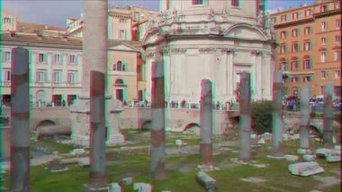 Aksaklık etkisi. Basilica Ulpia, Foro Traiano, Roma, Italya. Video. UltraHD (4k)