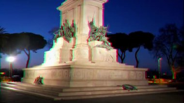 Aksaklık etkisi. Garibaldi Anıtı. Gece. Roma, Italya. Video. UltraHD (4k)