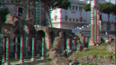 Aksaklık etkisi. Vittorio Emanuele II. Roman Forumu. Roma, Italya. Video