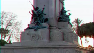 Aksaklık etkisi. Garibaldi Anıtı. Piazza Garibaldi, Roma, Italya. Video. UltraHD (4k)