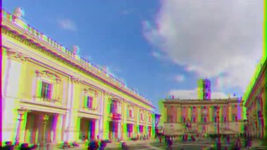 Aksaklık etkisi. Piazza del Campidoglio. Capitoline Hill, Roma, Italya-20 Şubat 2015: yedi tepelerden biridir. Video. UltraHD (4k)