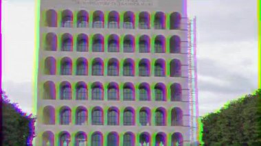 Roma, Italya-22 Şubat, 2015: Iş Sarayı (Arch. G. Guerrini, E. Lapadula, M. Romano). EUR bölgesi. Roma, Italya. Glitch etkisi. 