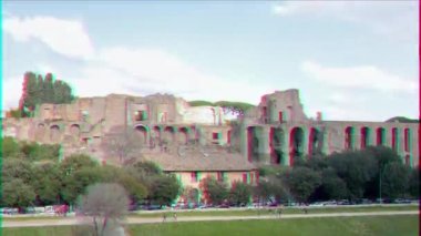 Aksaklık etkisi. Circo Massimo, Palatine tepesi. Zoom. Roma, Italya. Video. UltraHD (4k)