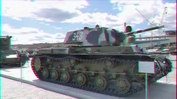 グリッチ効果 重戦車 Mod 1936 Pyshma エカテリンブルク ロシア 月16日 2015軍事機器 ウラルの戦いの栄光 — ストック動画