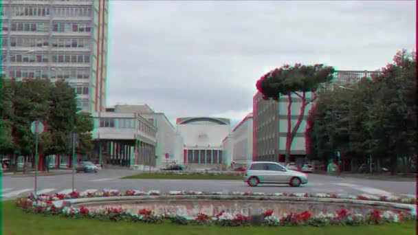 Effetto Glitch Palazzo Dei Congressi Distretto Eur Roma Italia Febbraio — Video Stock