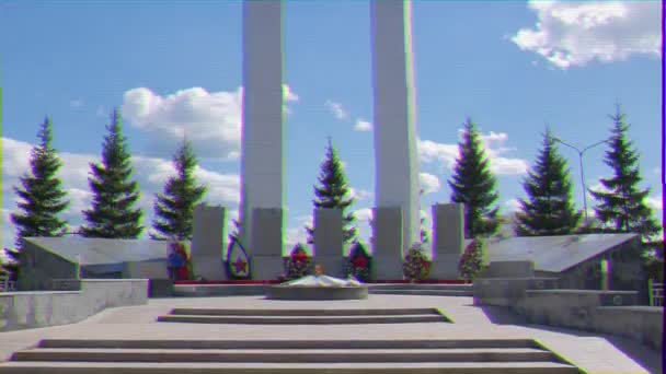 Glitch Effect Memorial Complex Kranen Pysjma Ekaterinburg Rusland Augustus 2015 — Stockvideo