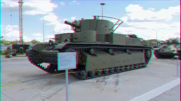 Glitch Effect Average Tank Mod 1933 Pyshma Ekaterinburg Russia August — Stock Video