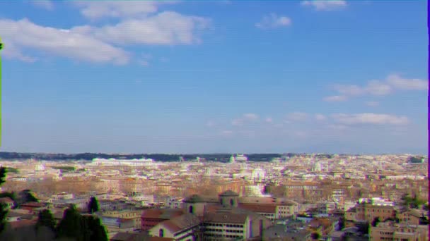 Glitch Effect Panorama Van Rome Uitzicht Vanaf Gianikolo Rome Italië — Stockvideo